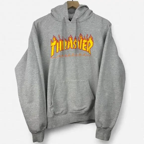 Thrasher flame logo grey hoodie - Picture 1 of 6